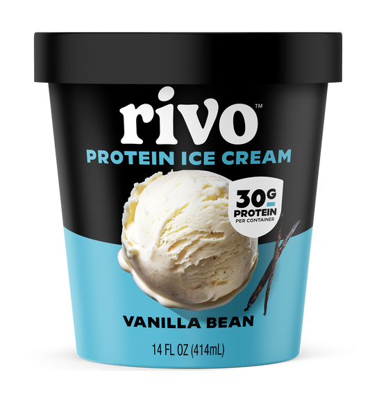 Rivo Vanilla Bean protein ice cream container.